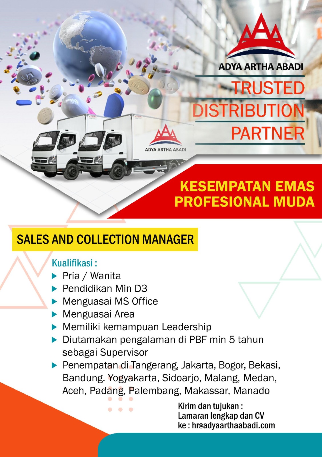 LOWONGAN KERJA FEBRUARI 2024 – ADYA ARTHA ABADI – SALES COLLECTION MANAGER