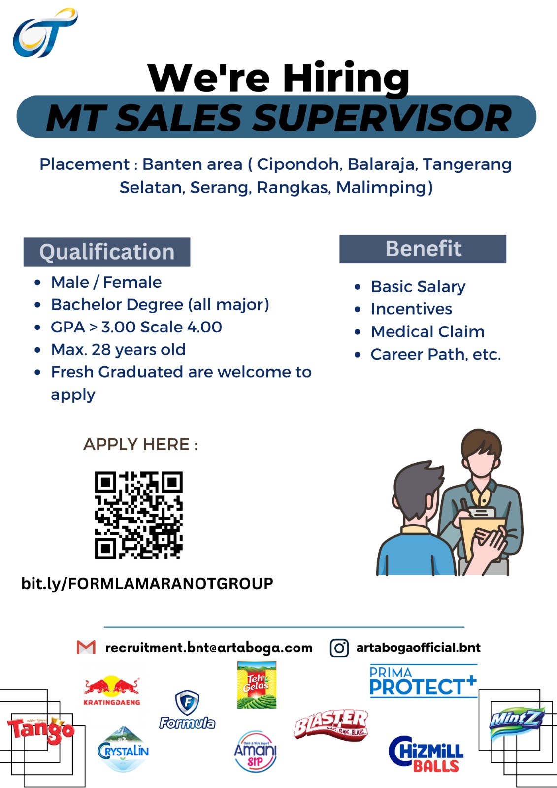 LOWONGAN KERJA FEBRUARI 2024-ARTA BOGA CEMERLANG-MT SALES SUPERVISOR