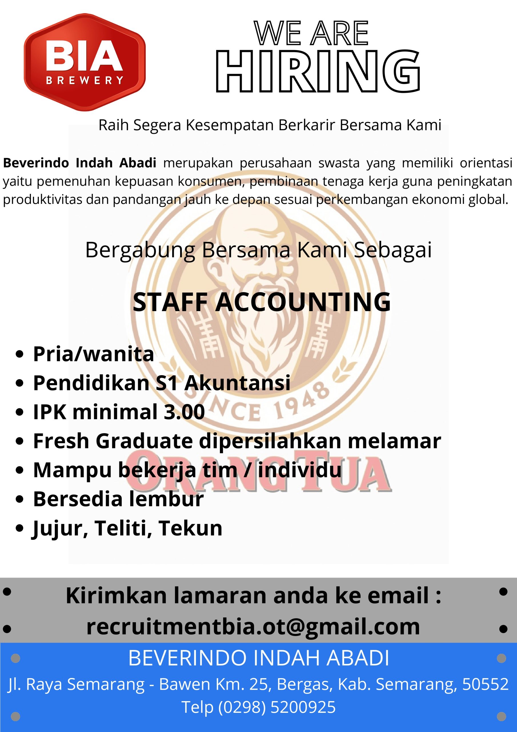 Lowongan Kerja Februari 2024 – BREVERINDO – Staff Accounting