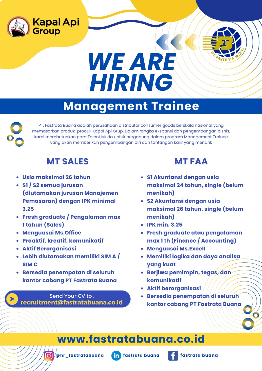 Lowongan Kerja Februari 2024 – KAPAL API GROUP – Management Trainee