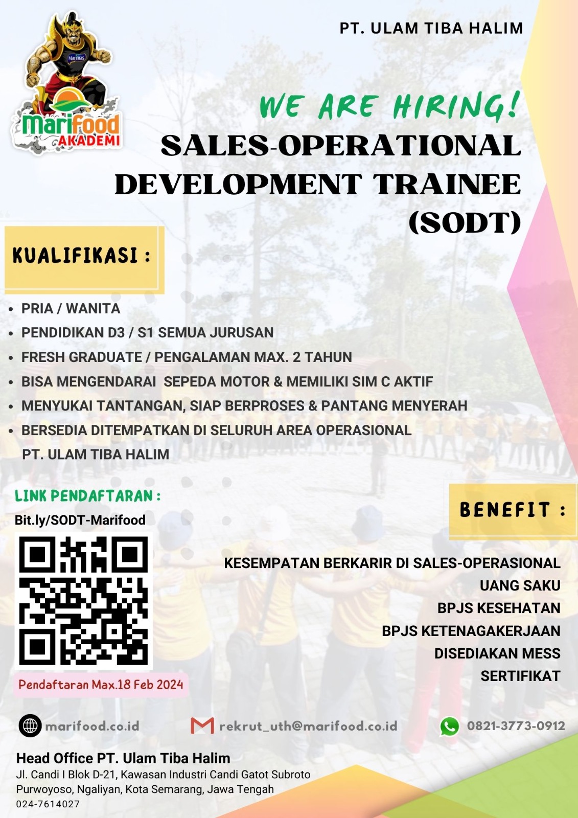 Lowongan Kerja Februari 2024 – PT ULAM TIBA HALIM – Sales Operational Development Trainee