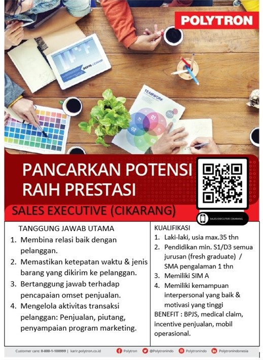 Lowongan Kerja Februari 2024 – Polytron – Sales Executive