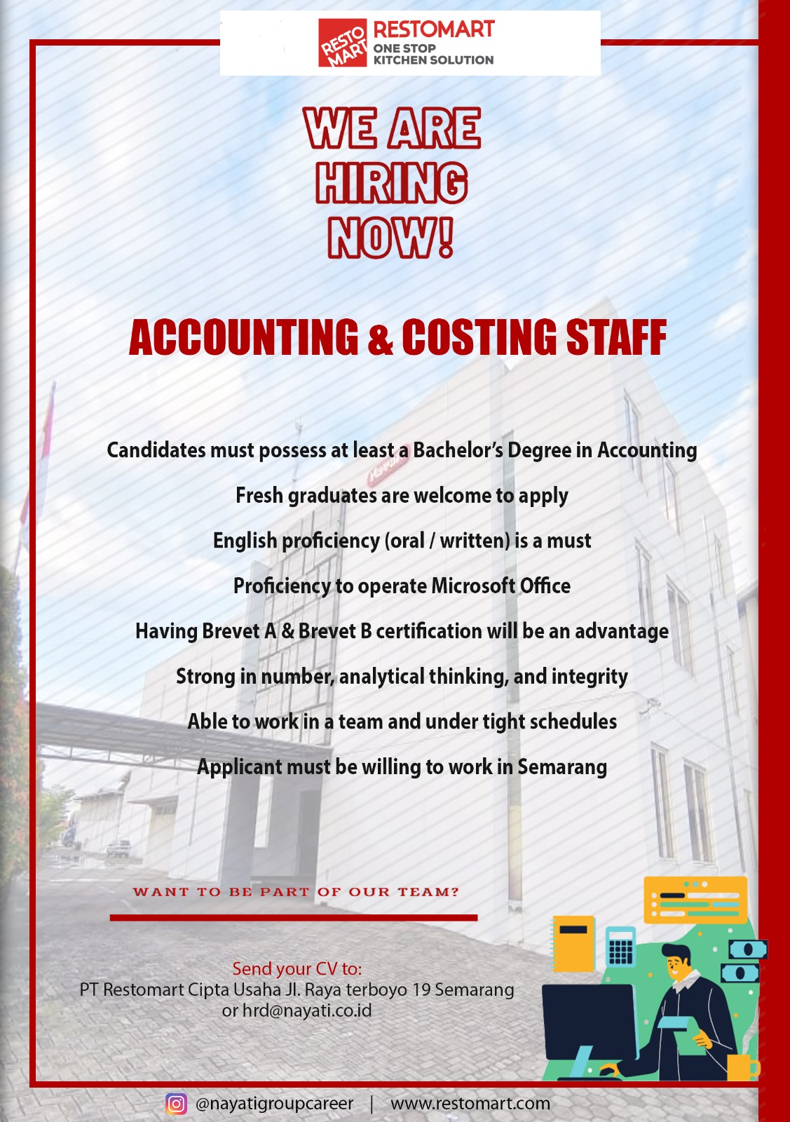 Lowongan Kerja Februari 2024 – NAYATI – Accounting and Costing Staff