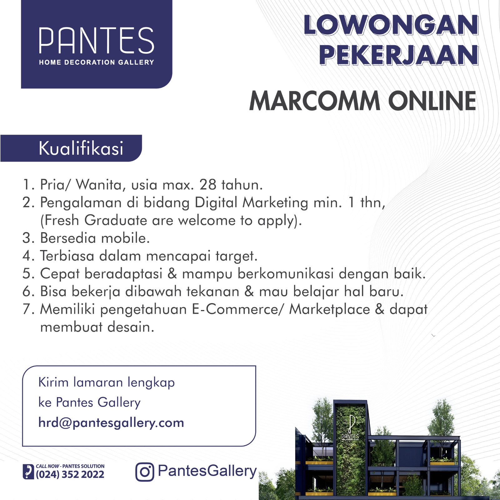 Lowongan kerja Maret 2024 – PANTES – marcomm Online