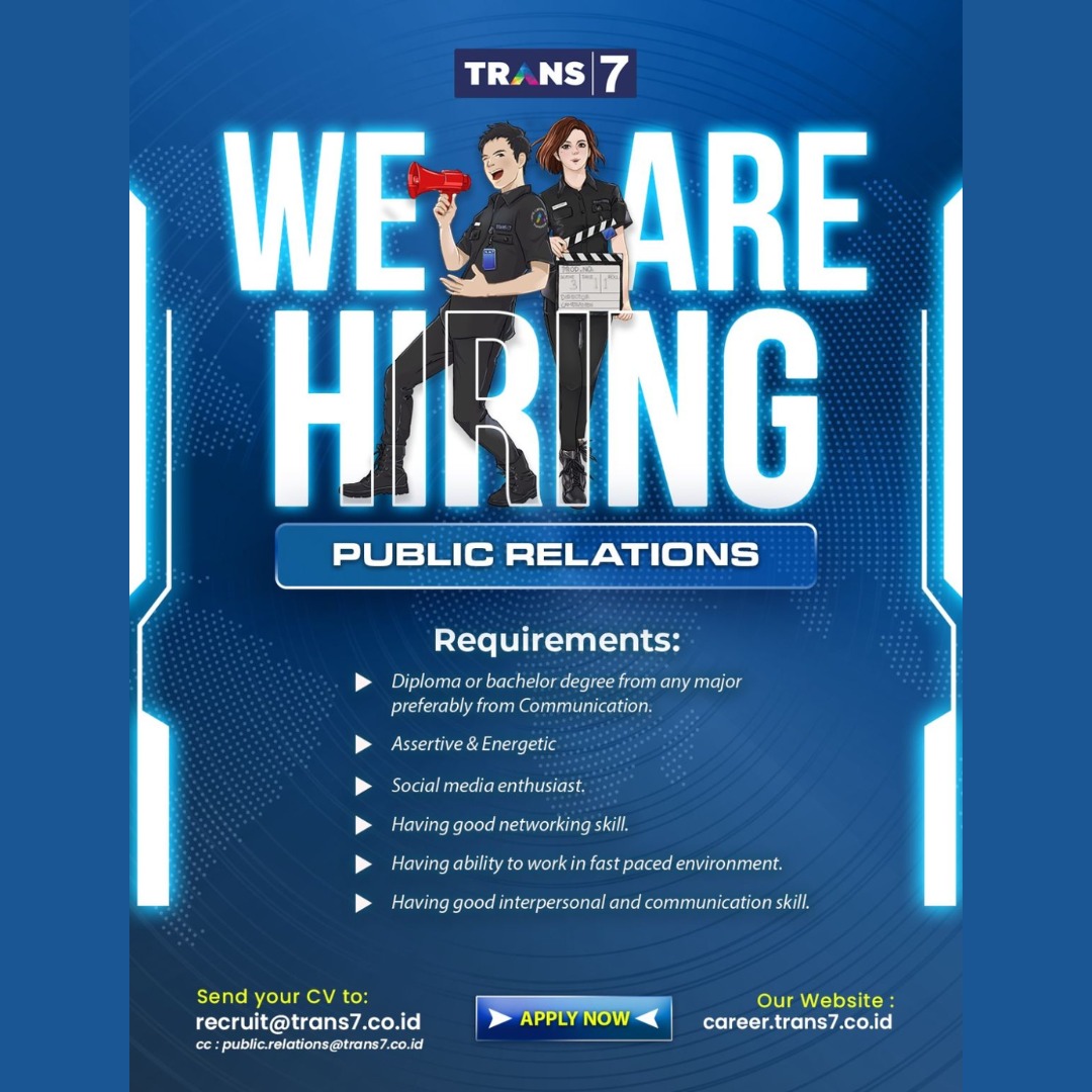 Lowongan Kerja Maret 2024 – TRANS 7 – PUBLIC RELATIONS