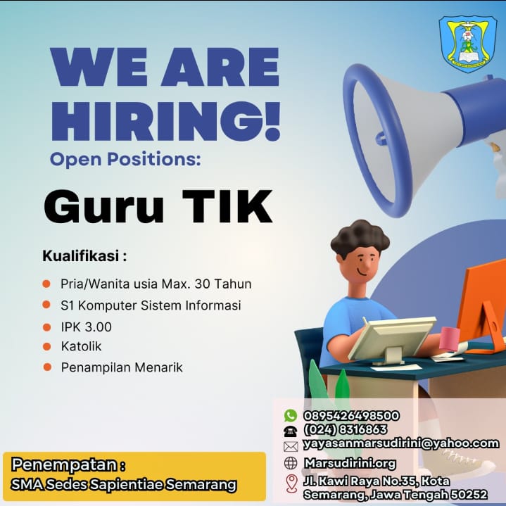 Lowongan Kerja maret 2024 – YAYASAN MARSUDIRINI – GURU TIK