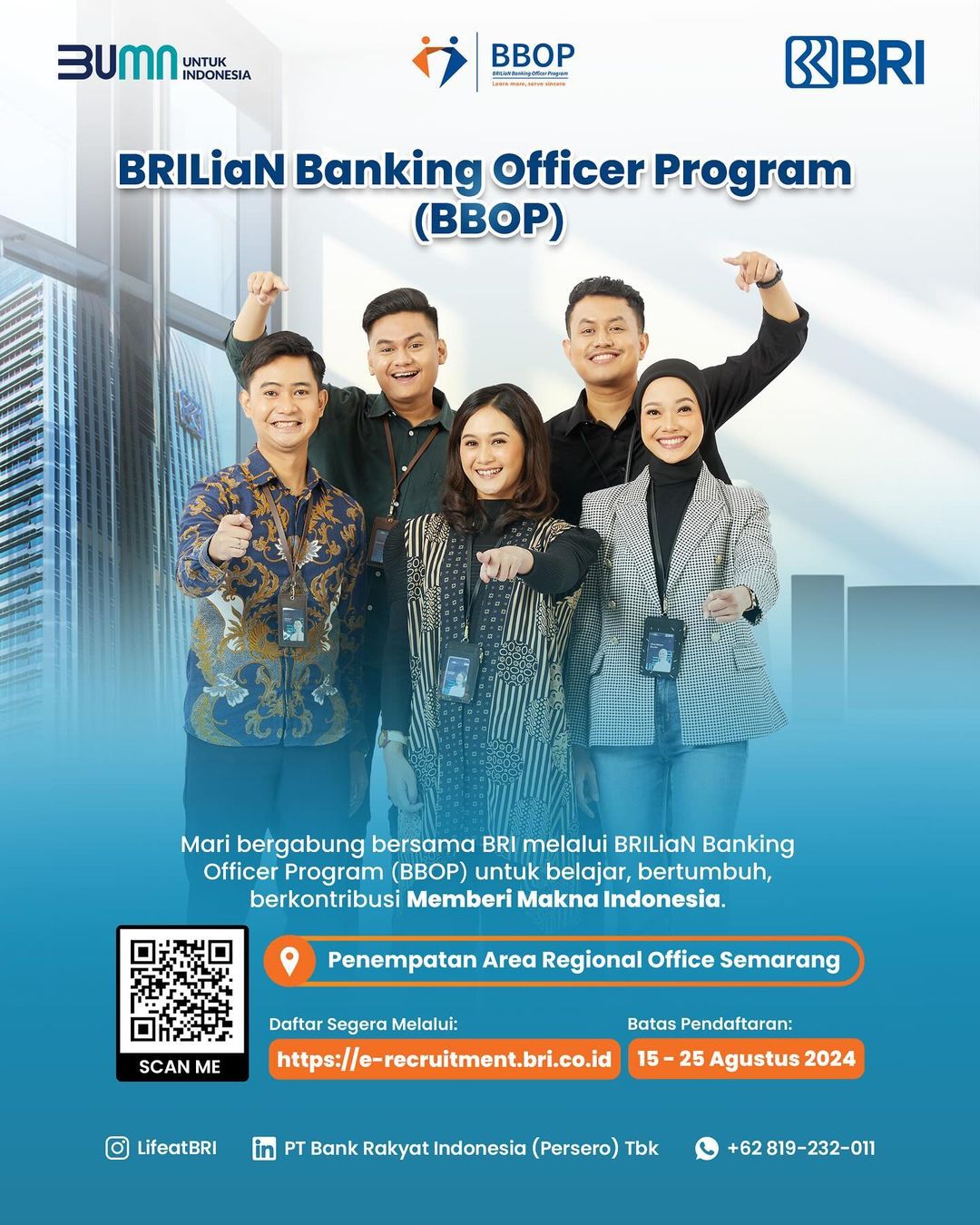 Lowongan Kerja – BRI – BRILiaN Banking Officer Program (BBOP) Lowongan Kerja – BRI – BRILiaN Banking Officer Program (BBOP)