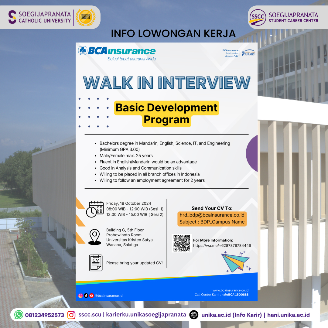 Loker Oktober 2024 – BCA Insurance || BDP