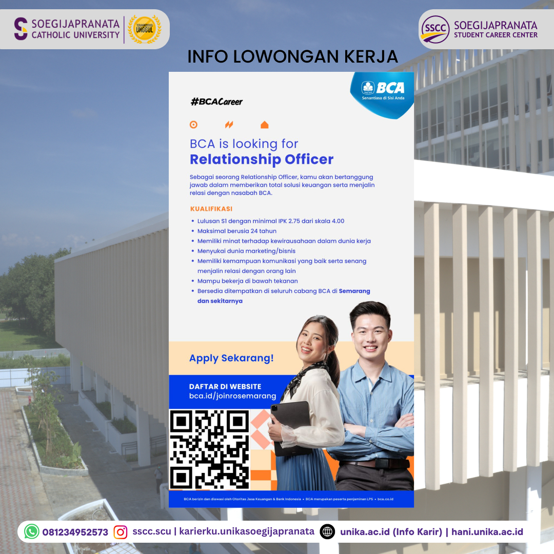 Loker Oktober 2024 – BCA || Relationship Officer Loker Oktober 2024 – BCA || Relationship Officer