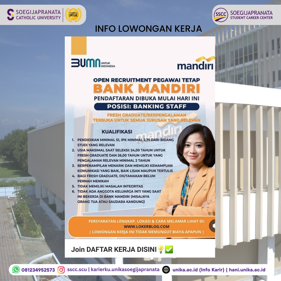 Loker Oktober 2024 – Bank Mandiri || Banking Staff