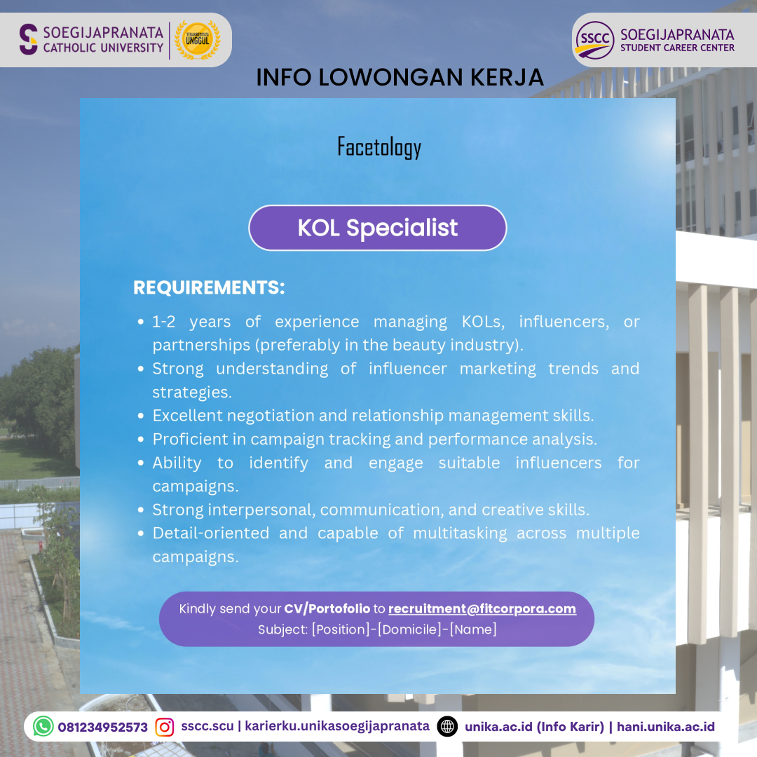 Loker Oktober 2024 – Facetology || KOL Specialist