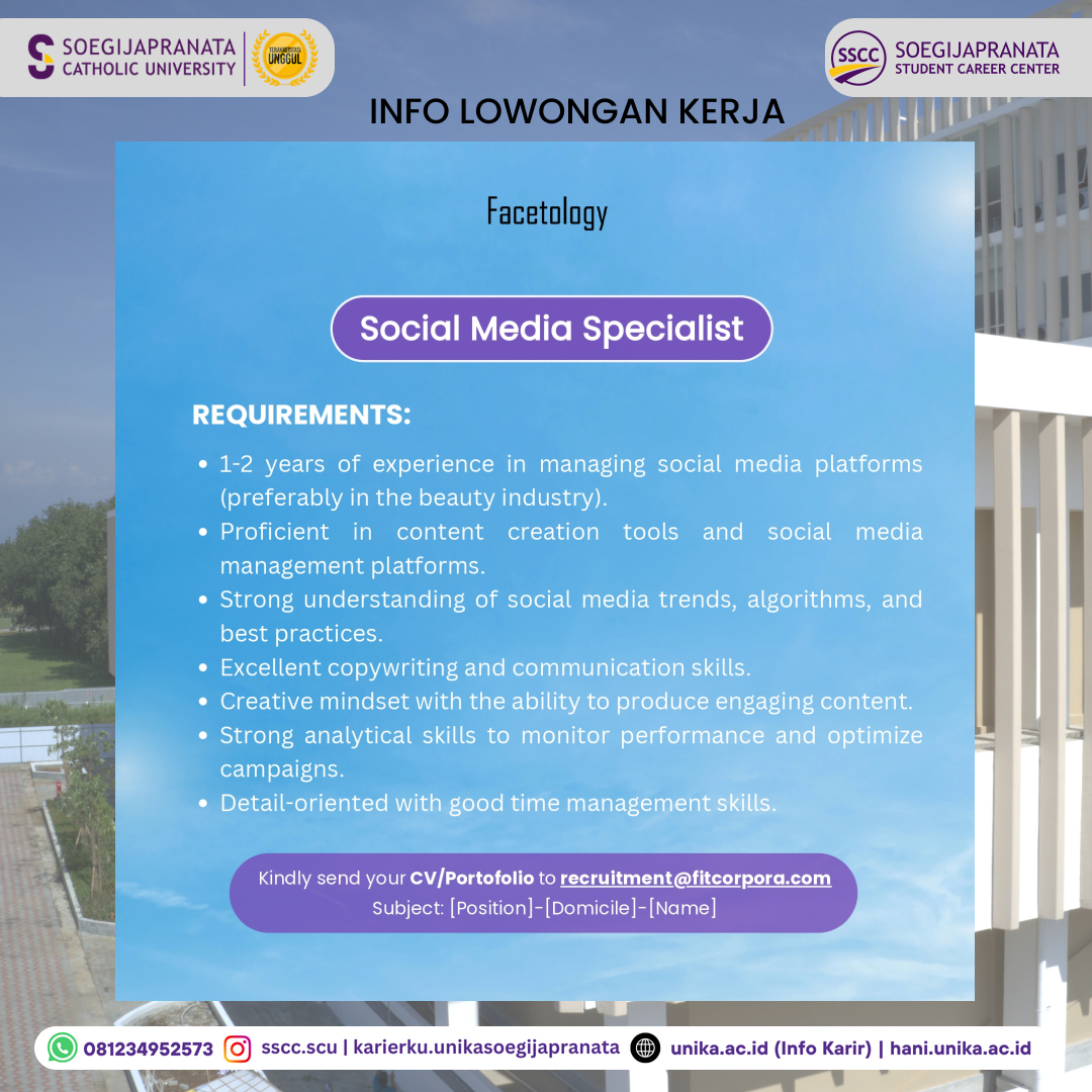 Loker Oktober 2024 – Facetology || Social Media Specialist