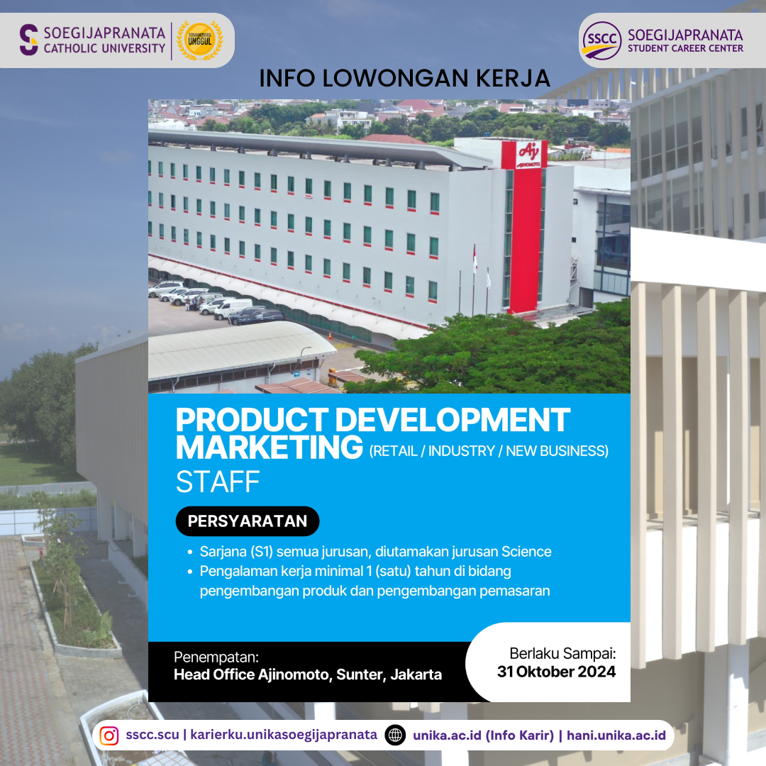 Loker Oktober 2024 – PT Ajinomoto || Product Dev. Marketing Staff