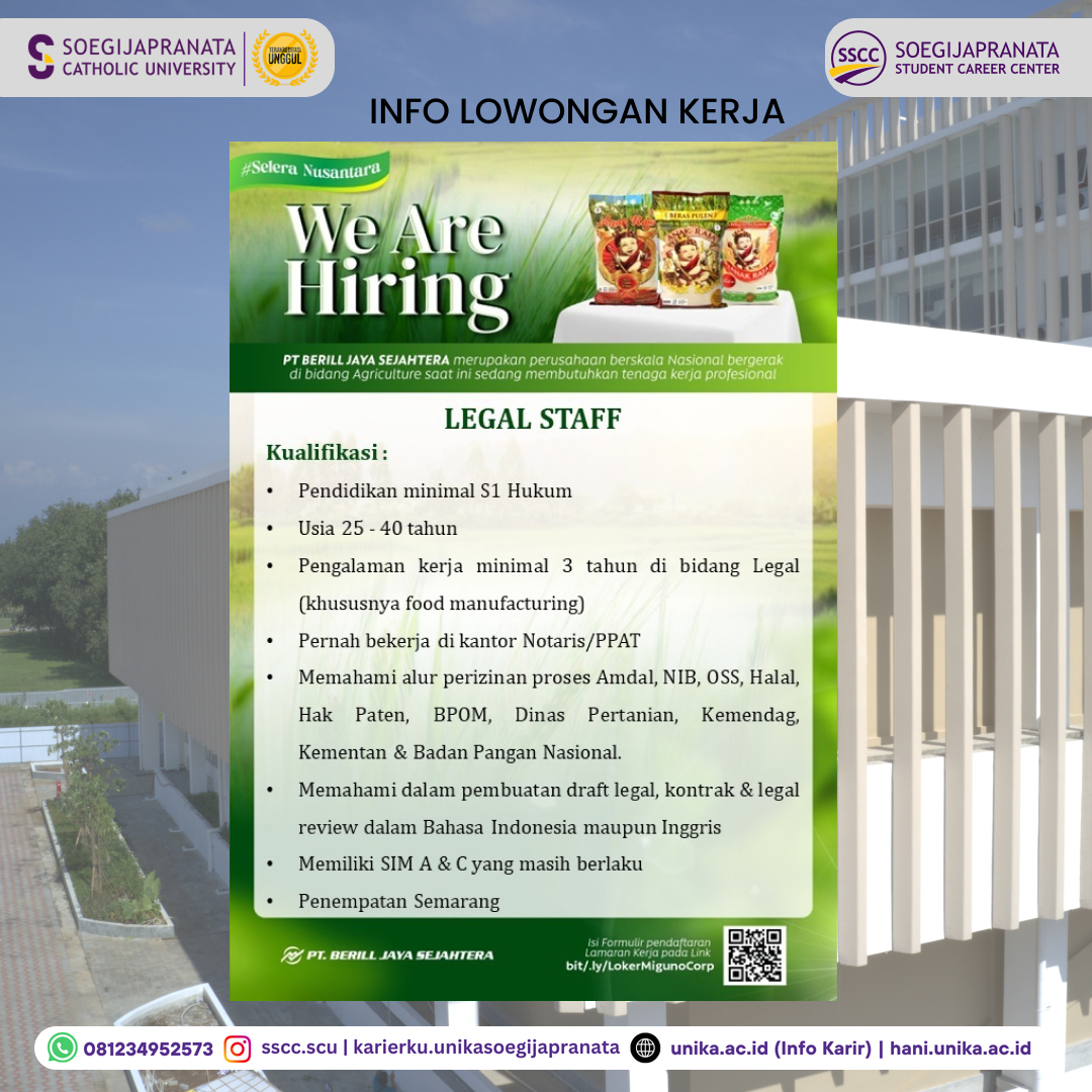 Loker Oktober 2024 – PT Berill Jaya Sejahtera || Legal Staff