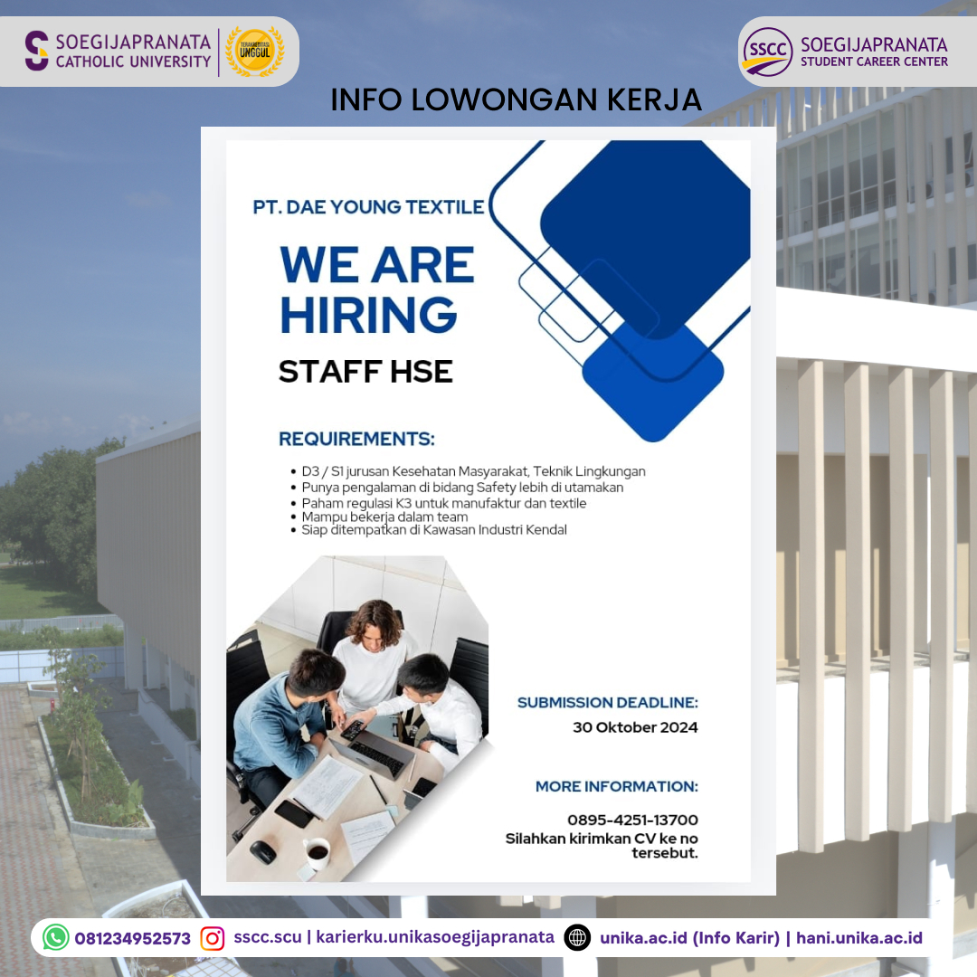 Loker Oktober 2024 – PT Dae Young Textile || Staff HSE Loker Oktober 2024 – PT Dae Young Textile || Staff HSE