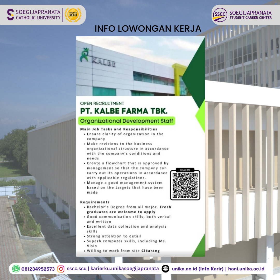 Loker Oktober 2024 – PT Kalbe Farma Tbk || OD Staff