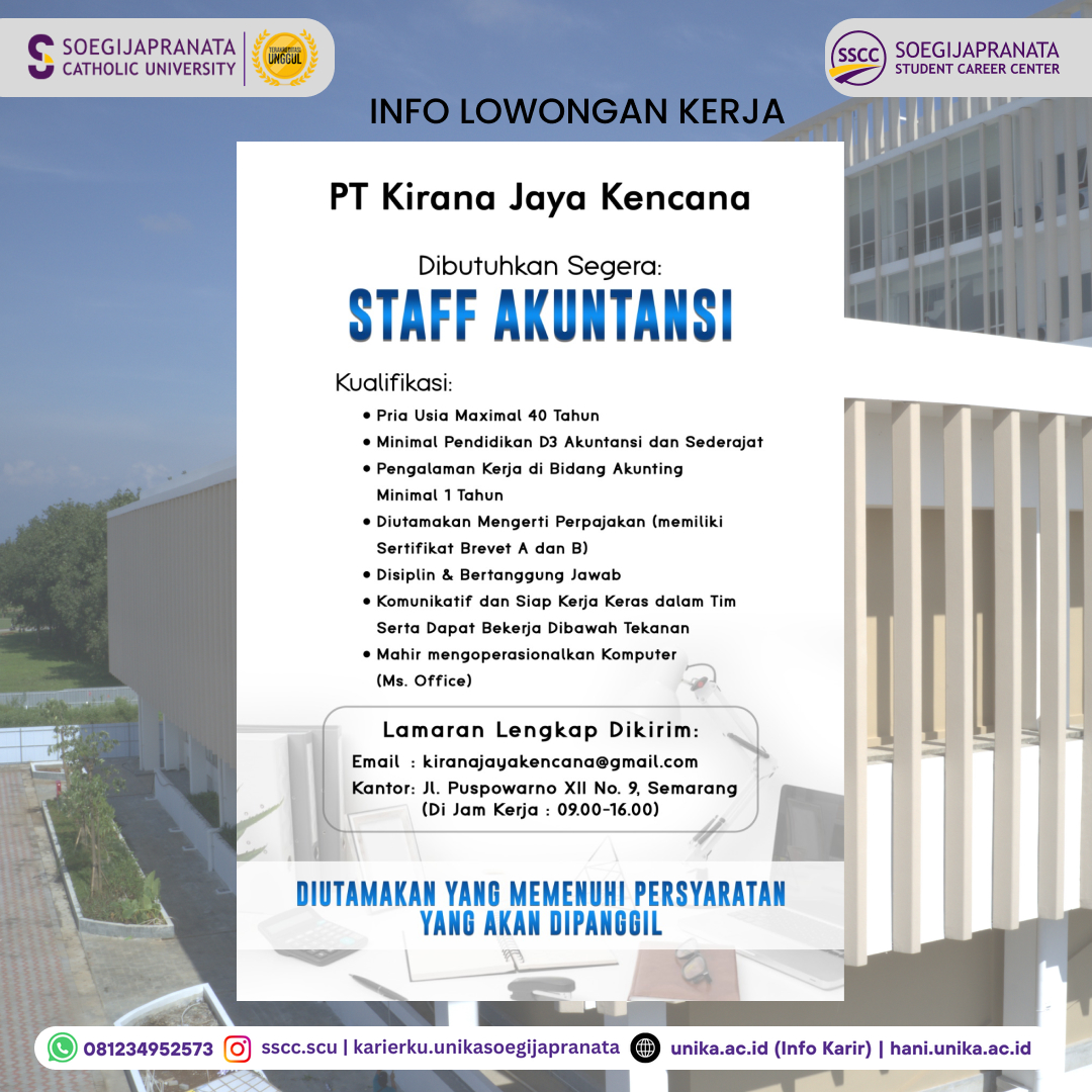 Loker Oktober 2024 – PT Kirana Jaya Kencana || Staff Akuntansi