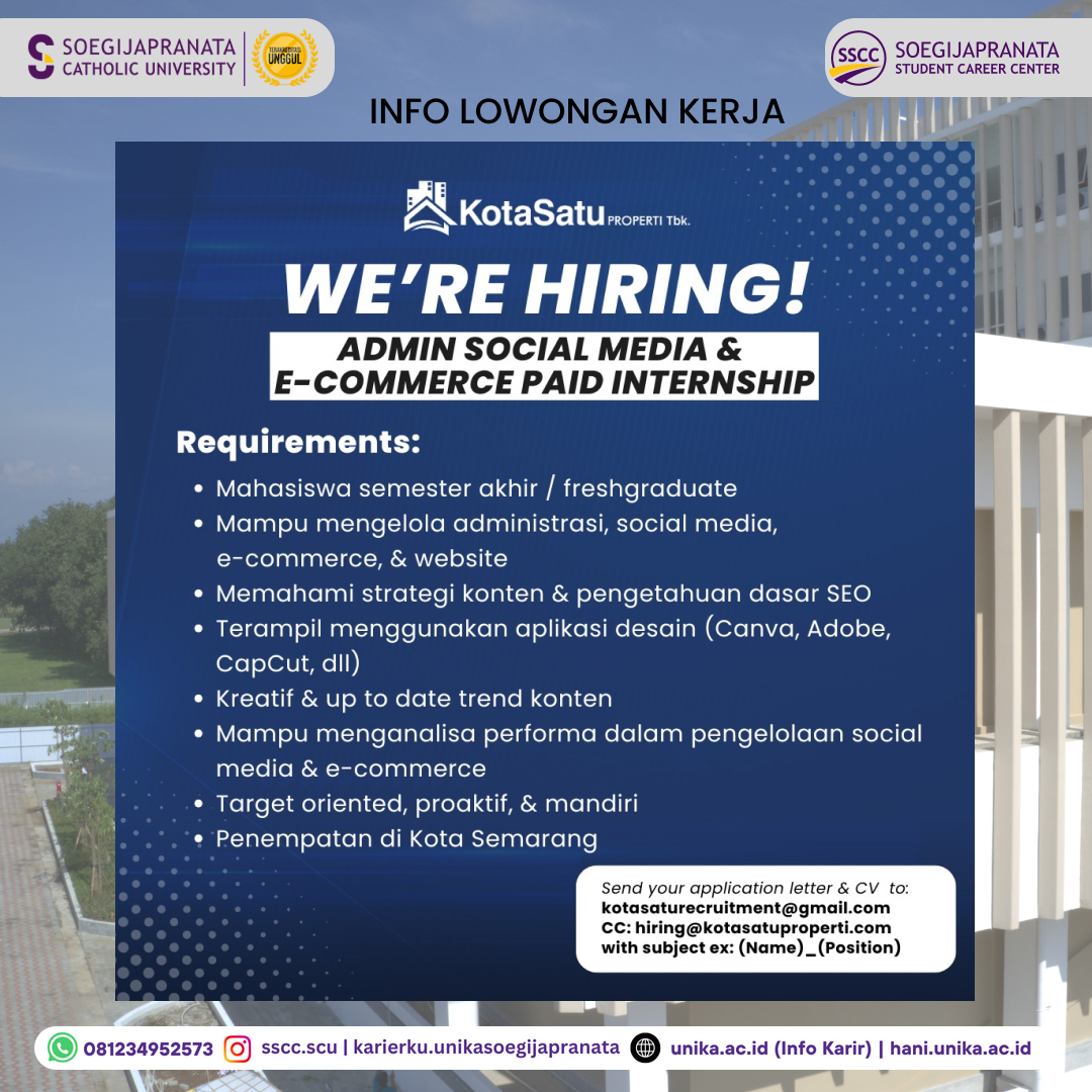 Loker Oktober 2024 – PT Satu Kota Properti || Paid Internship Loker Oktober 2024 – PT Satu Kota Properti || Paid Internship