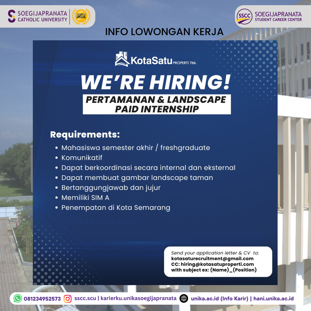 Loker Oktober 2024 – PT Satu Kota Properti || Paid Internship