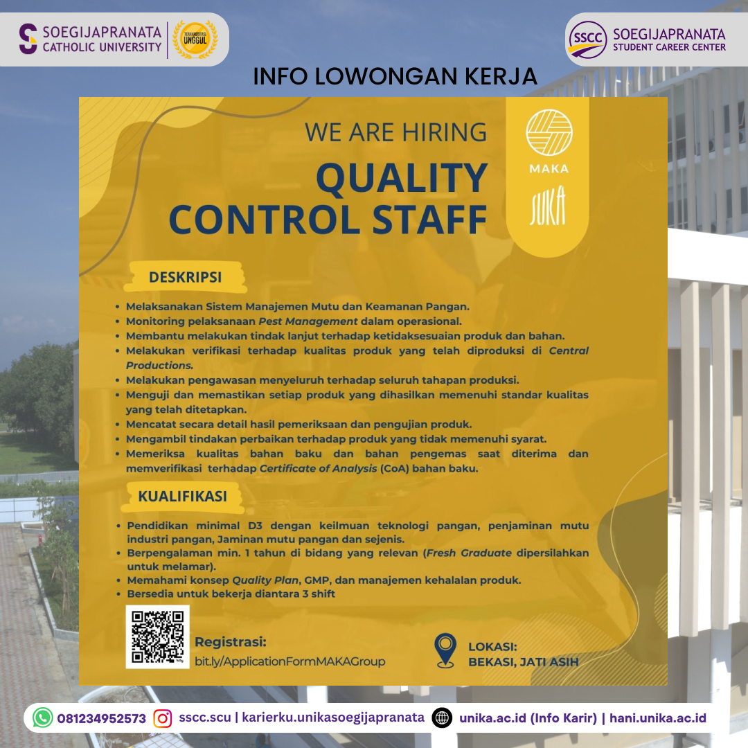 Loker Oktober 2024 – PT MAKA || QC Staff Loker Oktober 2024 – PT MAKA || QC Staff