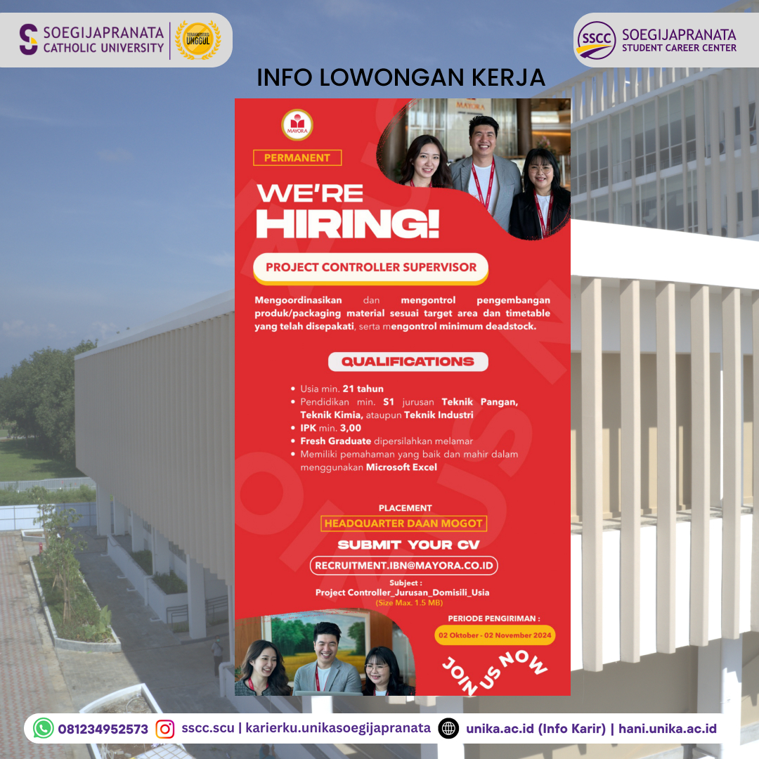 Loker Oktober 2024 – PT Mayora Indah Tbk || Project Controller SPV
