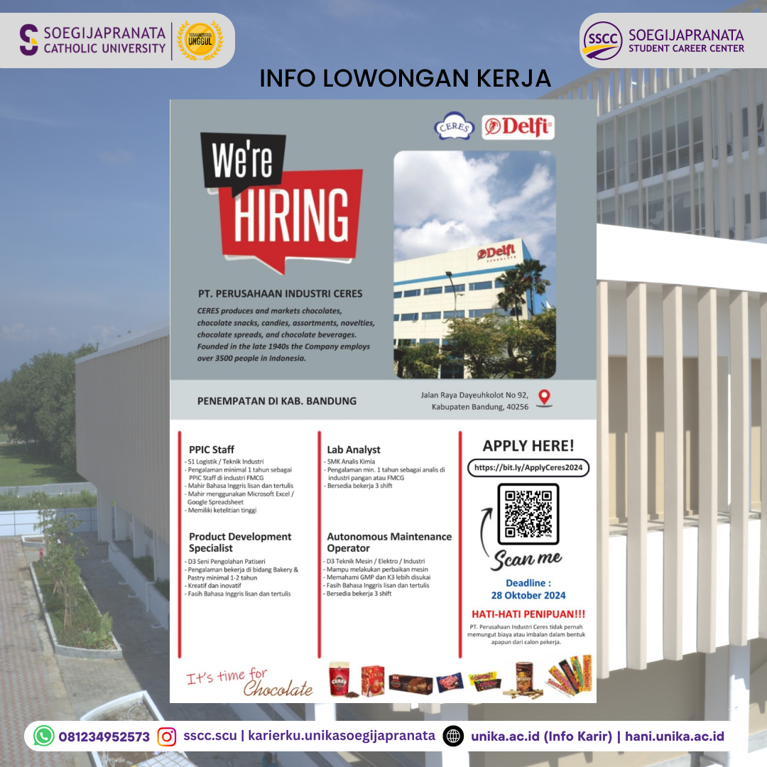 Loker Oktober 2024 – PT Perusahaan Industri Ceres || Job Vacancy 1
