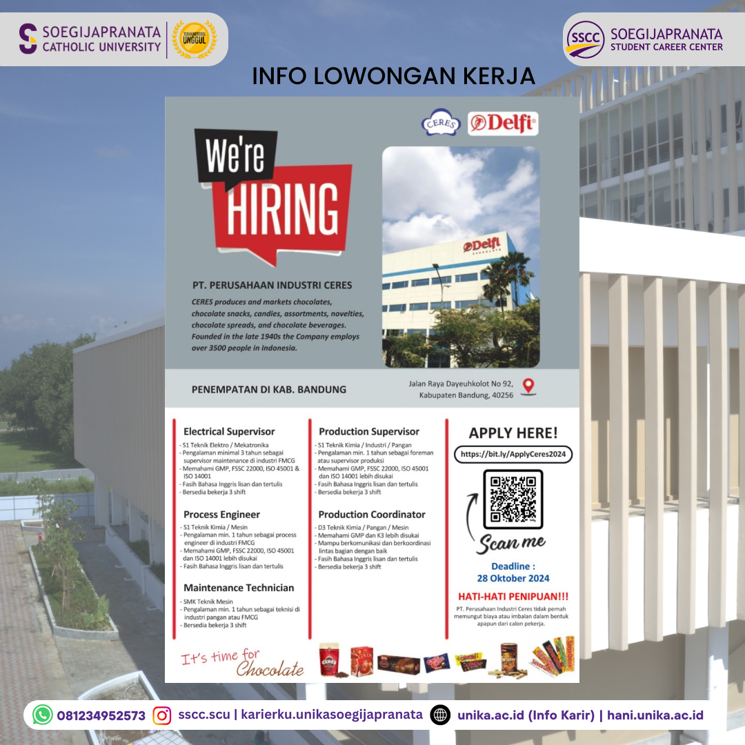 Loker Oktober 2024 – PT Perusahaan Industri Ceres || Job Vacancy 2