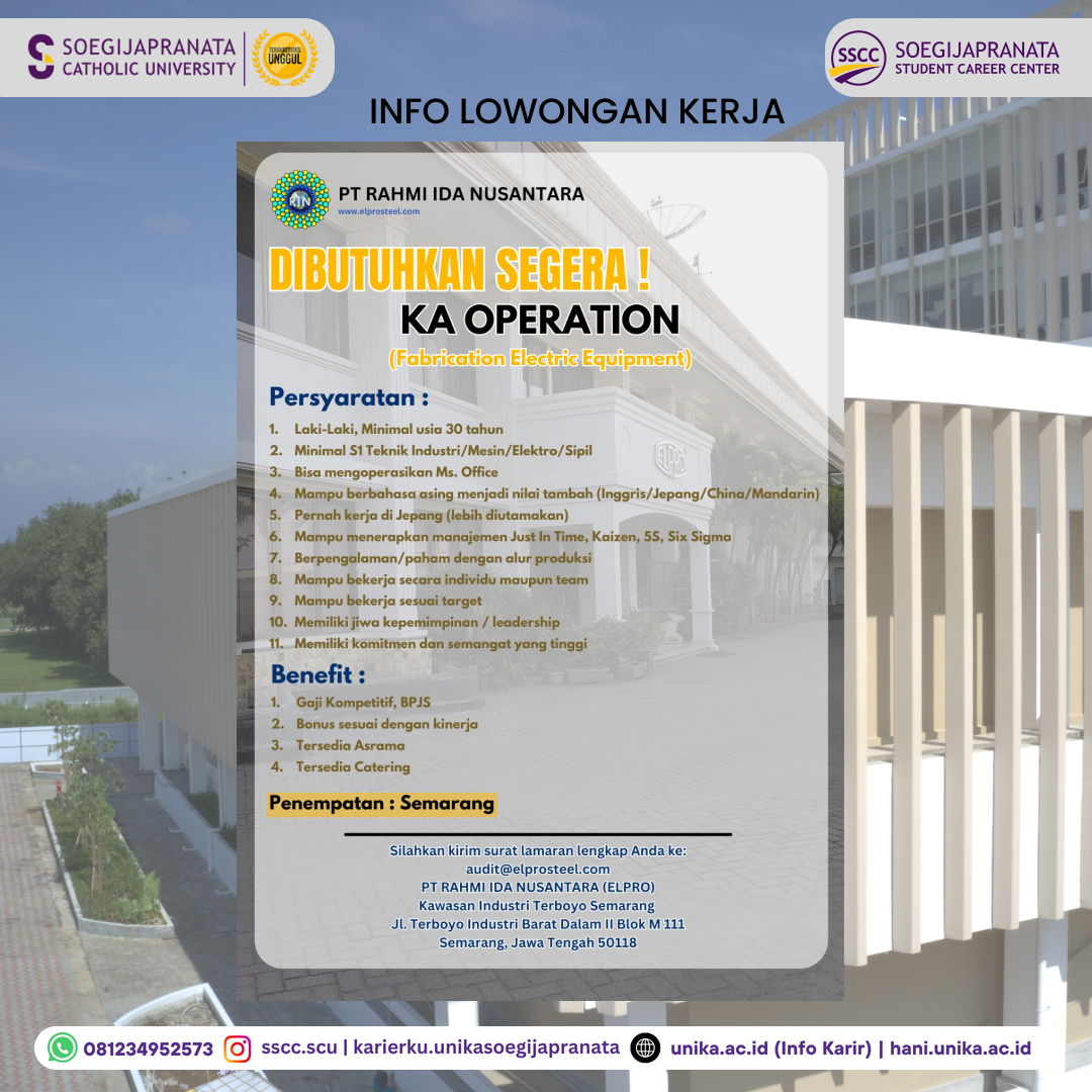 Loker Oktober 2024 – PT Rahmi Ida Nusantara || KA Operation