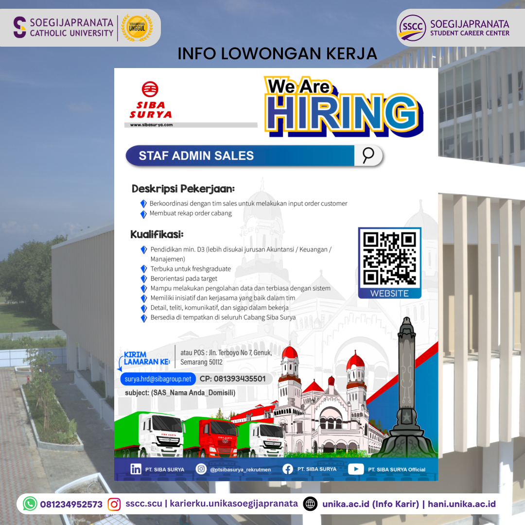Loker Oktober 2024 – PT Siba Surya || Staff Admin Sales