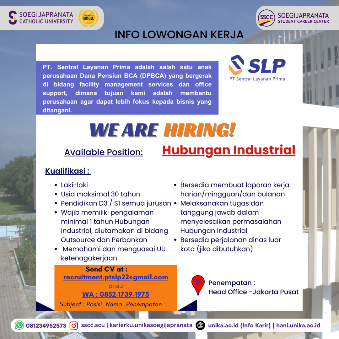 Loker Oktober 2024 – PT Sentral Layanan Prima || Hub. Industrial