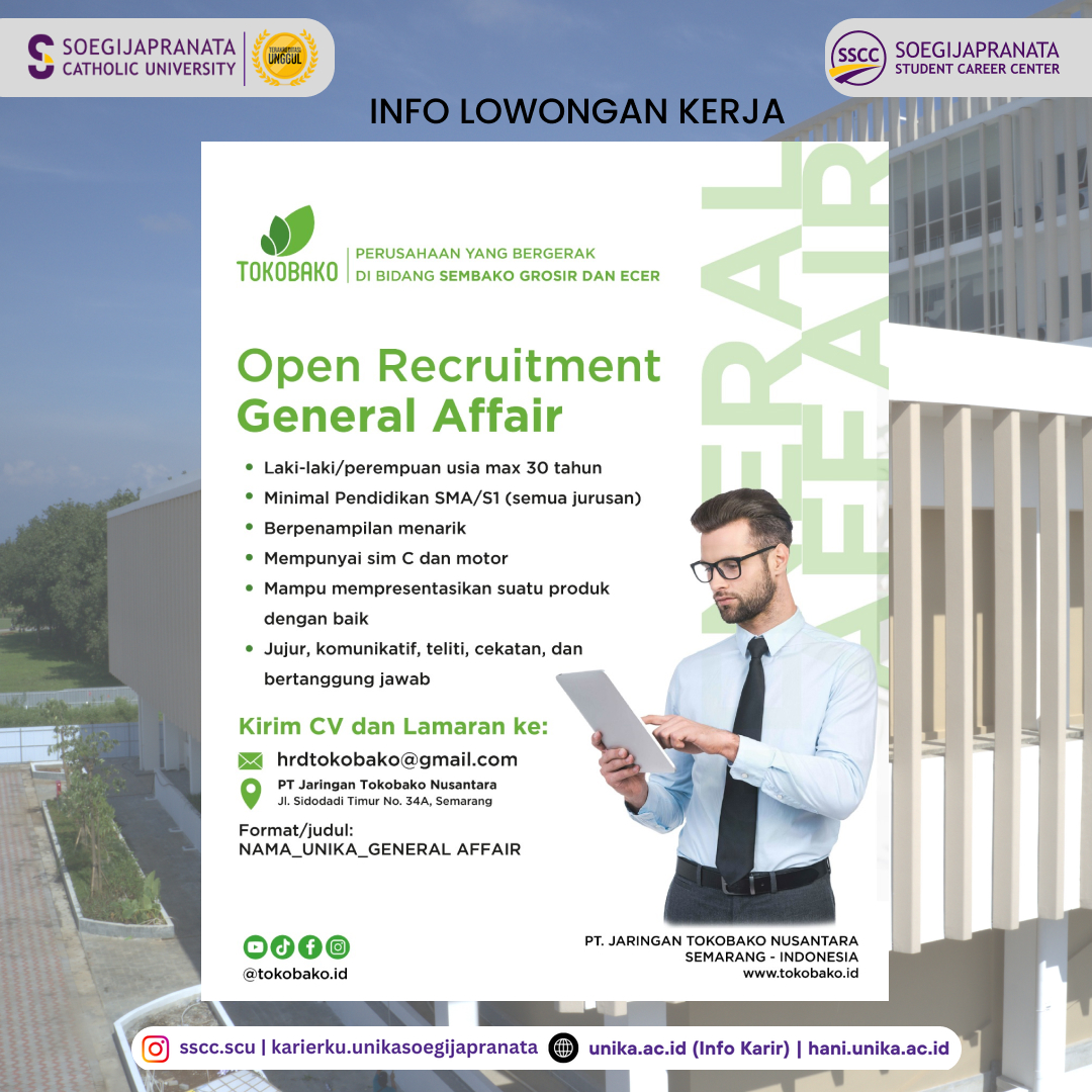 Loker Oktober 2024 – PT Jaringan Tokobako Nusantara || General Affair
