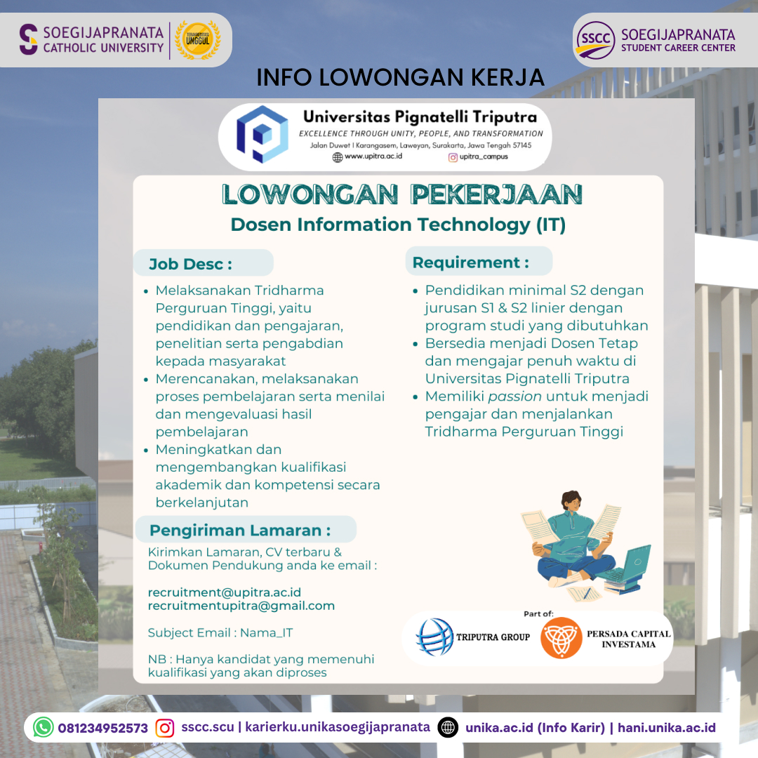 Loker Oktober 2024 – Univ. Pignatelli Triputra || Dosen IT Loker Oktober 2024 – Univ. Pignatelli Triputra || Dosen IT
