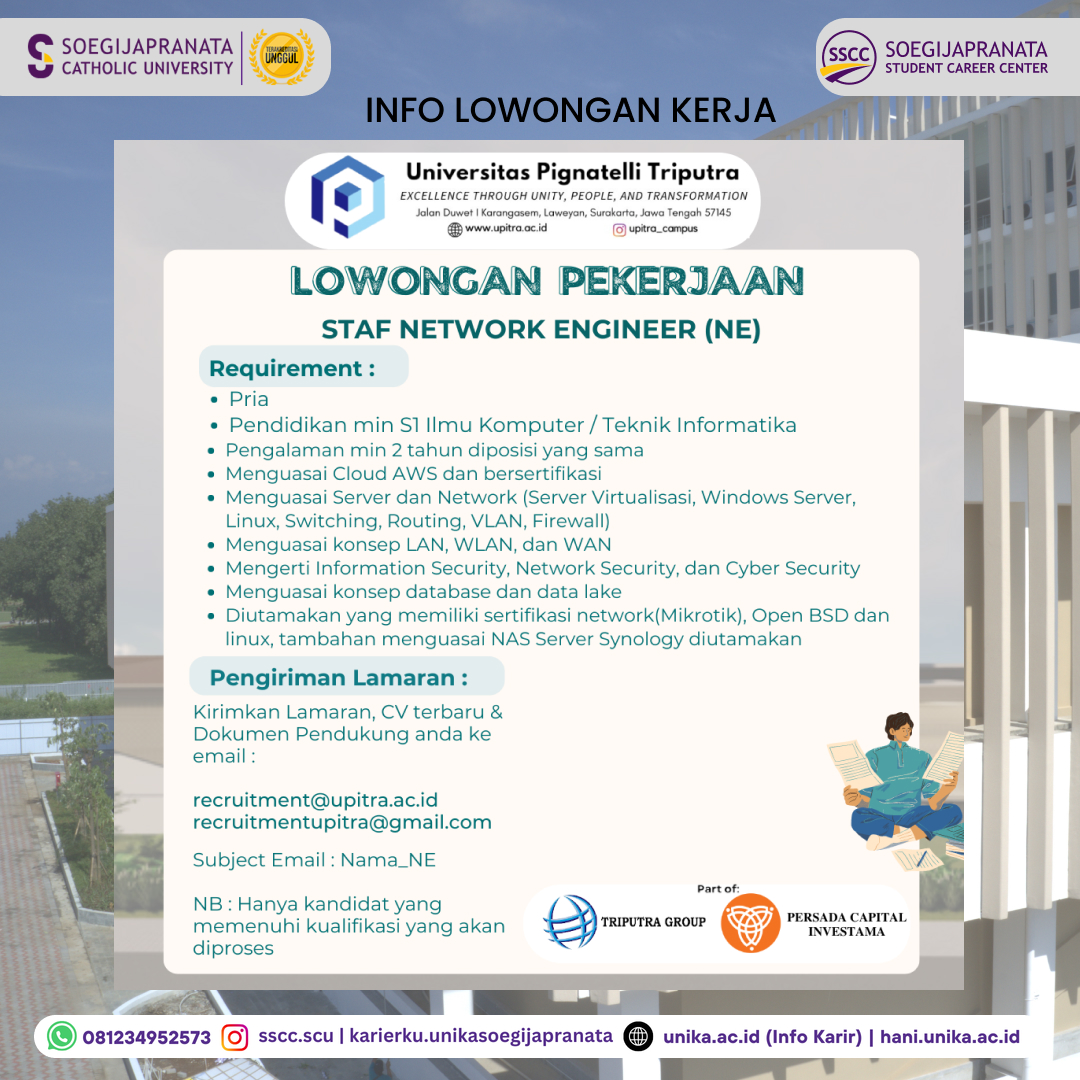 Loker Oktober 2024 – Univ. Pignatelli Triputra || Staff Network Eng.