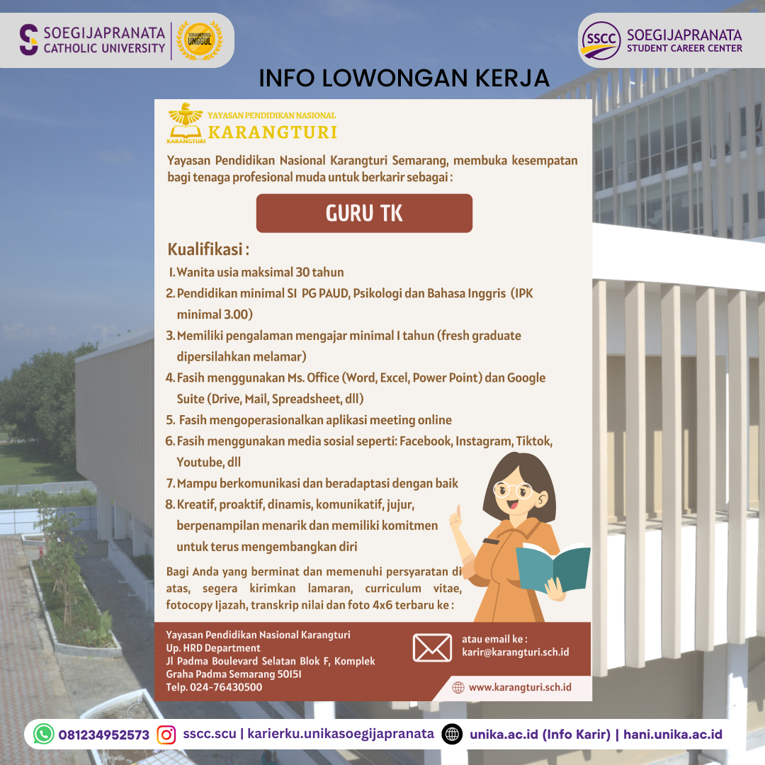 Loker Oktober 2024 – Yayasan Karangturi || Guru TK
