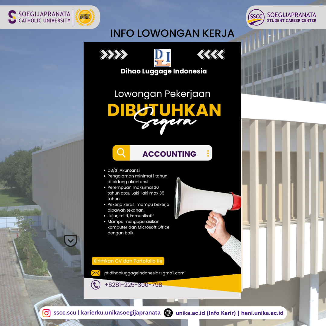 Loker November 2024 – PT Dihao Luggage || Accounting