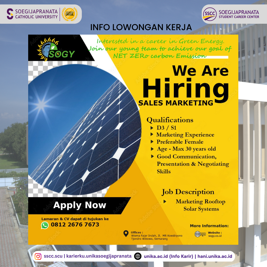Loker November 2024 – PT Sogy Energy Indonesia || Sales Marketing