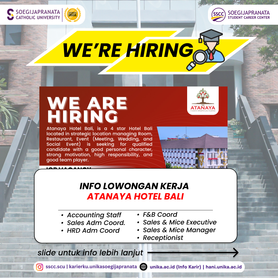 Loker Januari 2025 – Atanaya Hotel Bali || Job Vacancy