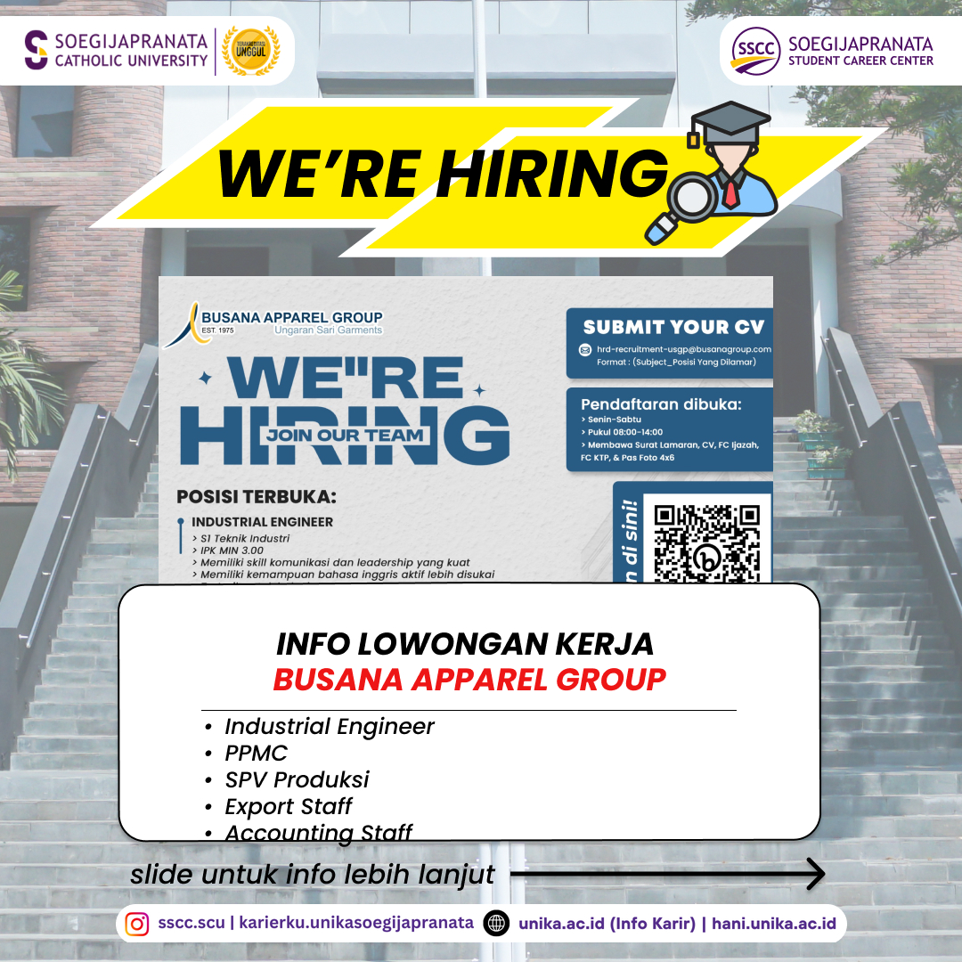 Loker Januari 2025 – Busana Apparel Group || Job vacancy