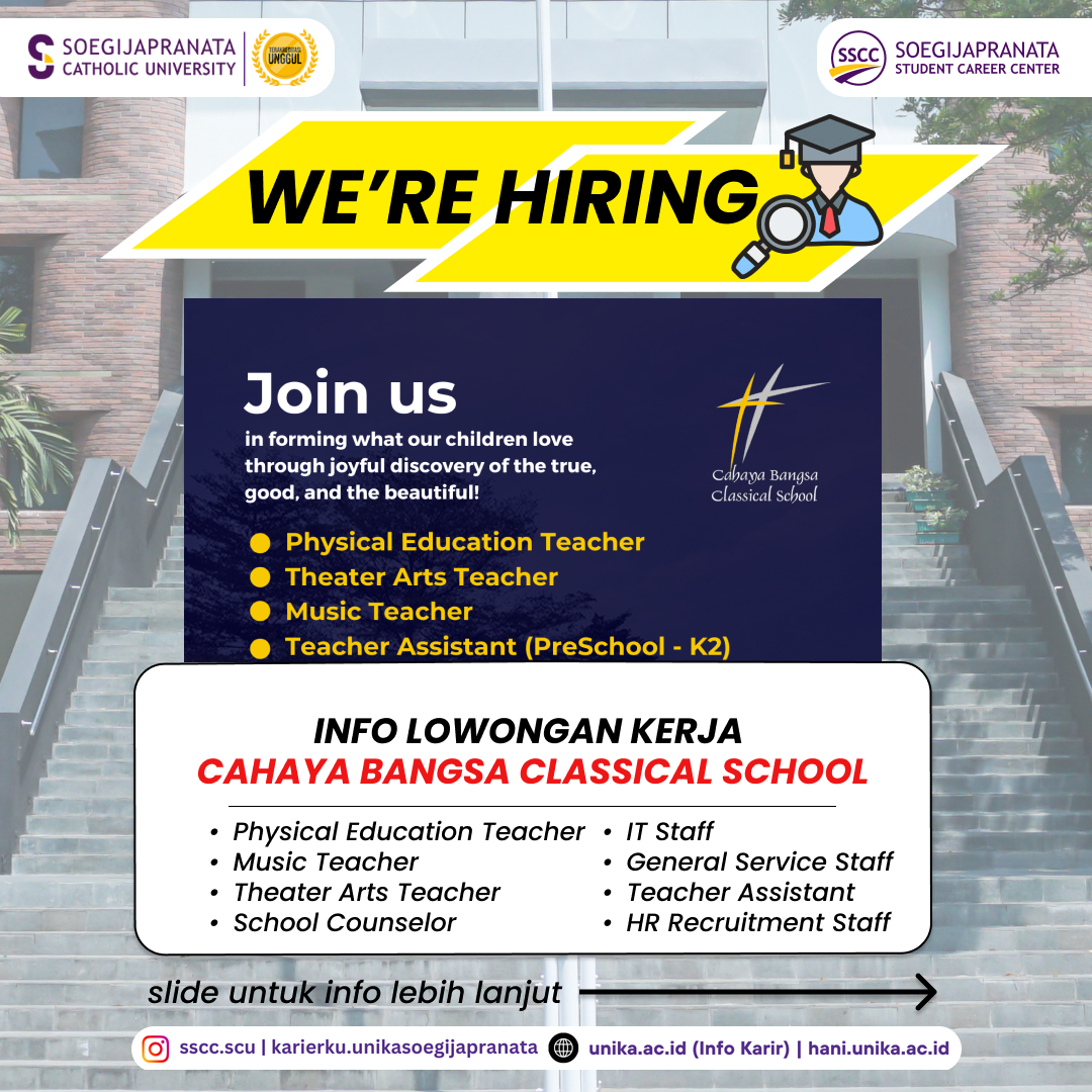 Loker Januari 2025 – Cahaya Bangsa Classical School || Job Vacancy