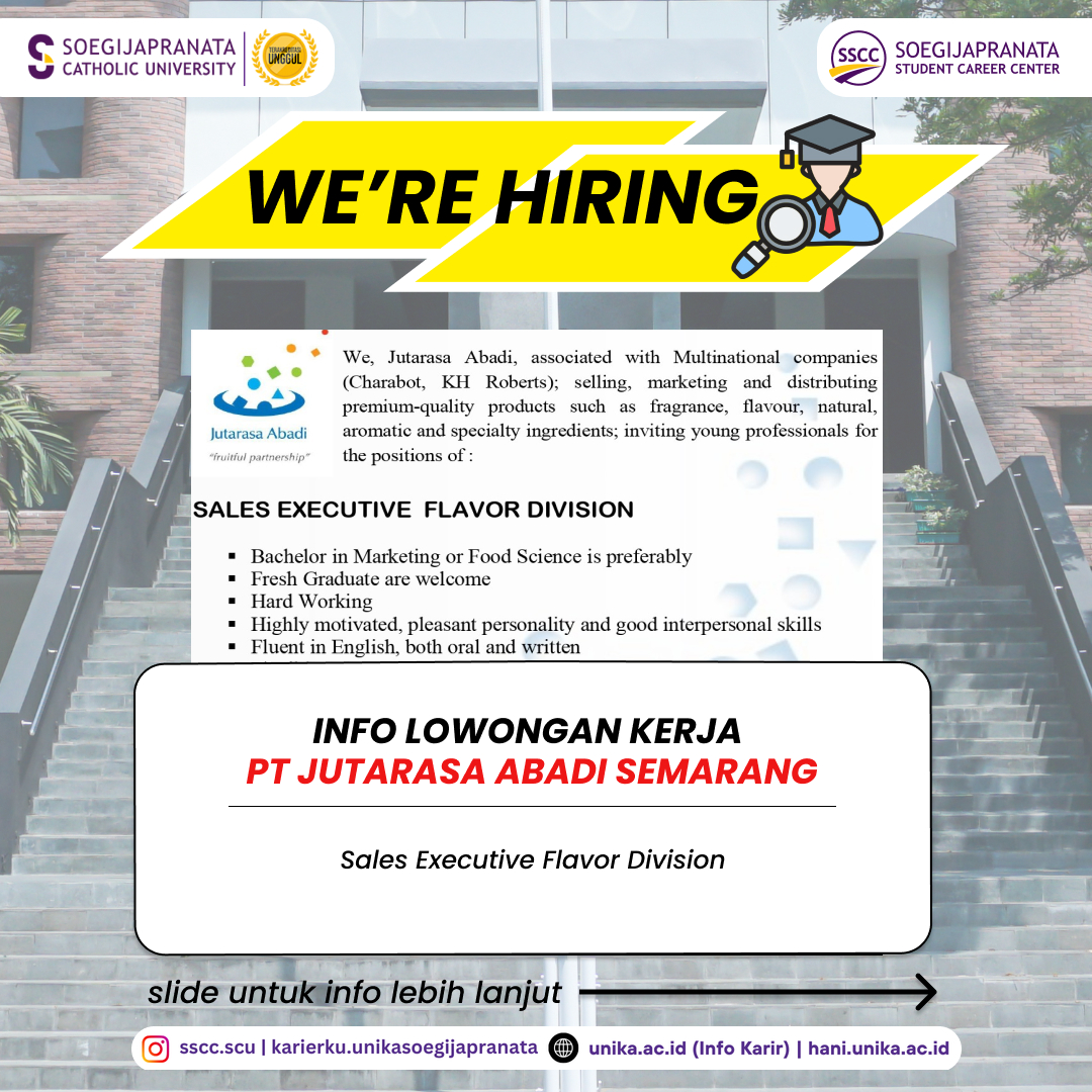 Loker Januari 2025 – PT Jutarasa Abadi Semarang || Sales Executive Flavor Division