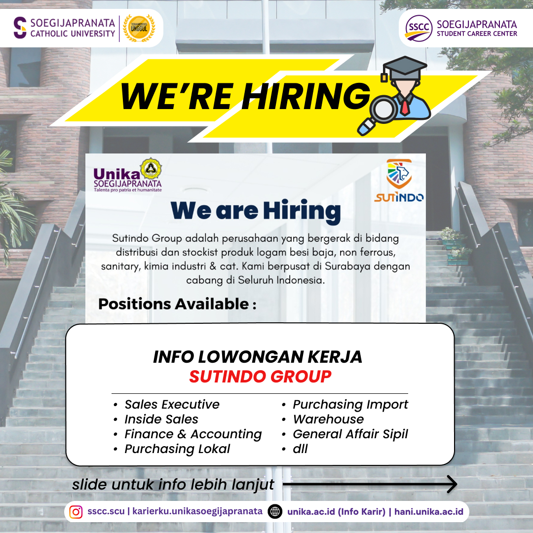 Loker Januari 2025 – Sutindo Group || Job Vacancy