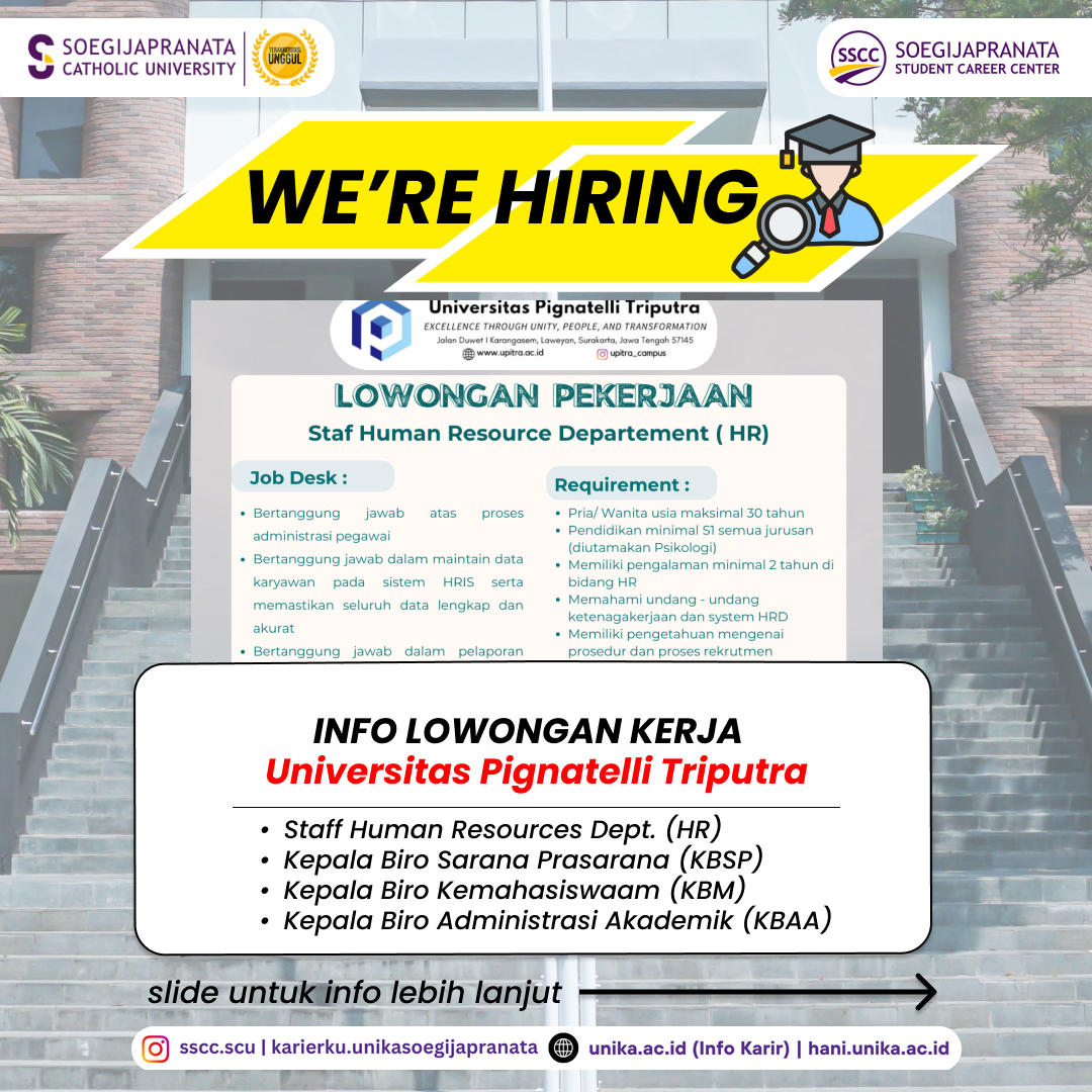 Loker Januari 2025 – Universitas Pignatelli Triputra || Job Vacancy