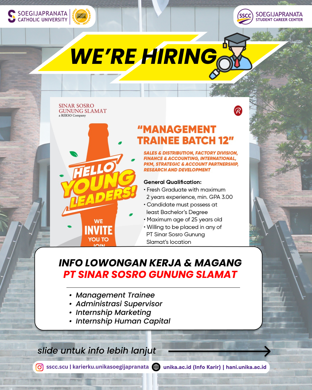 Info Loker dan Magang – PT Sinar Sosro Gunung Slamat || Job Vacancy