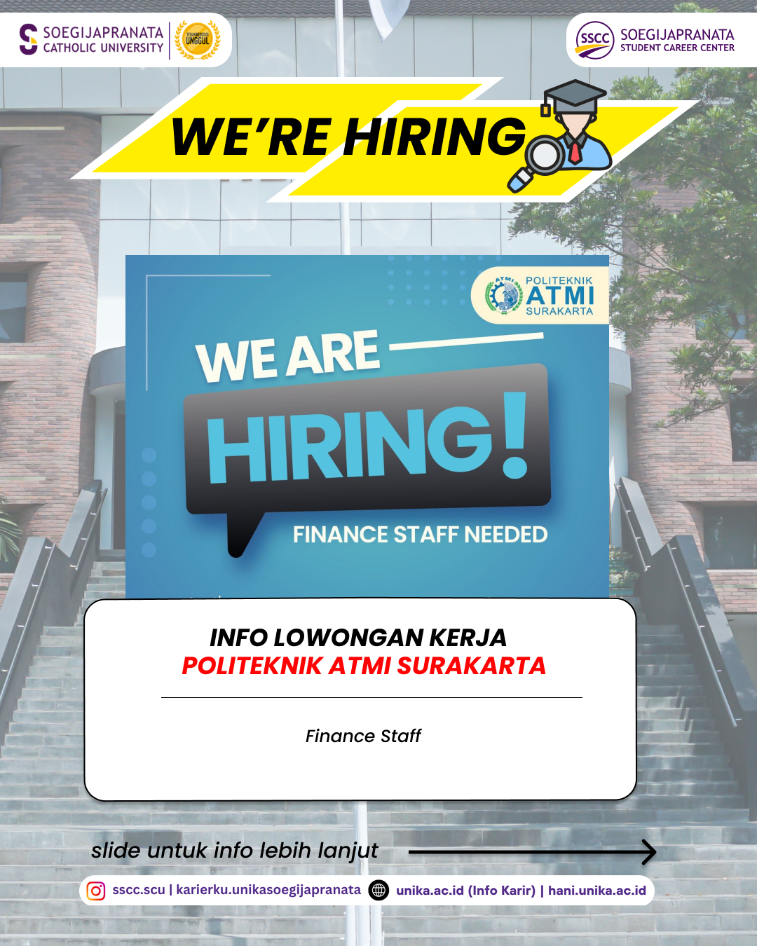 Loker Februari – Politeknik ATMI Surakarta || Job Vacancy