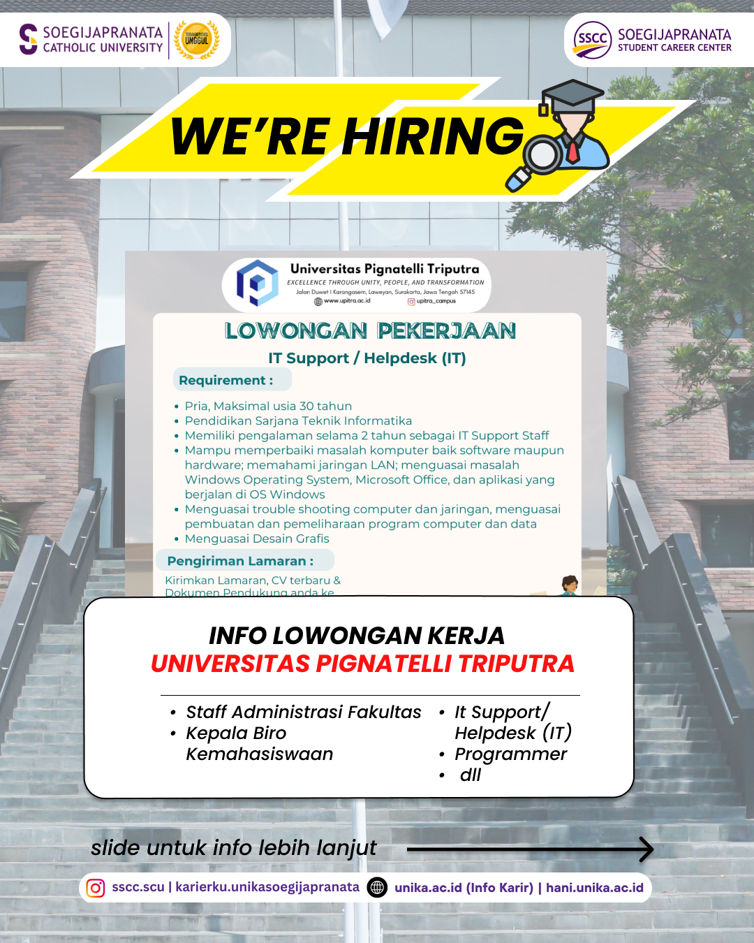 Loker Februari 2025 – Universitas Pignatelli Triputra || Job Vacancy