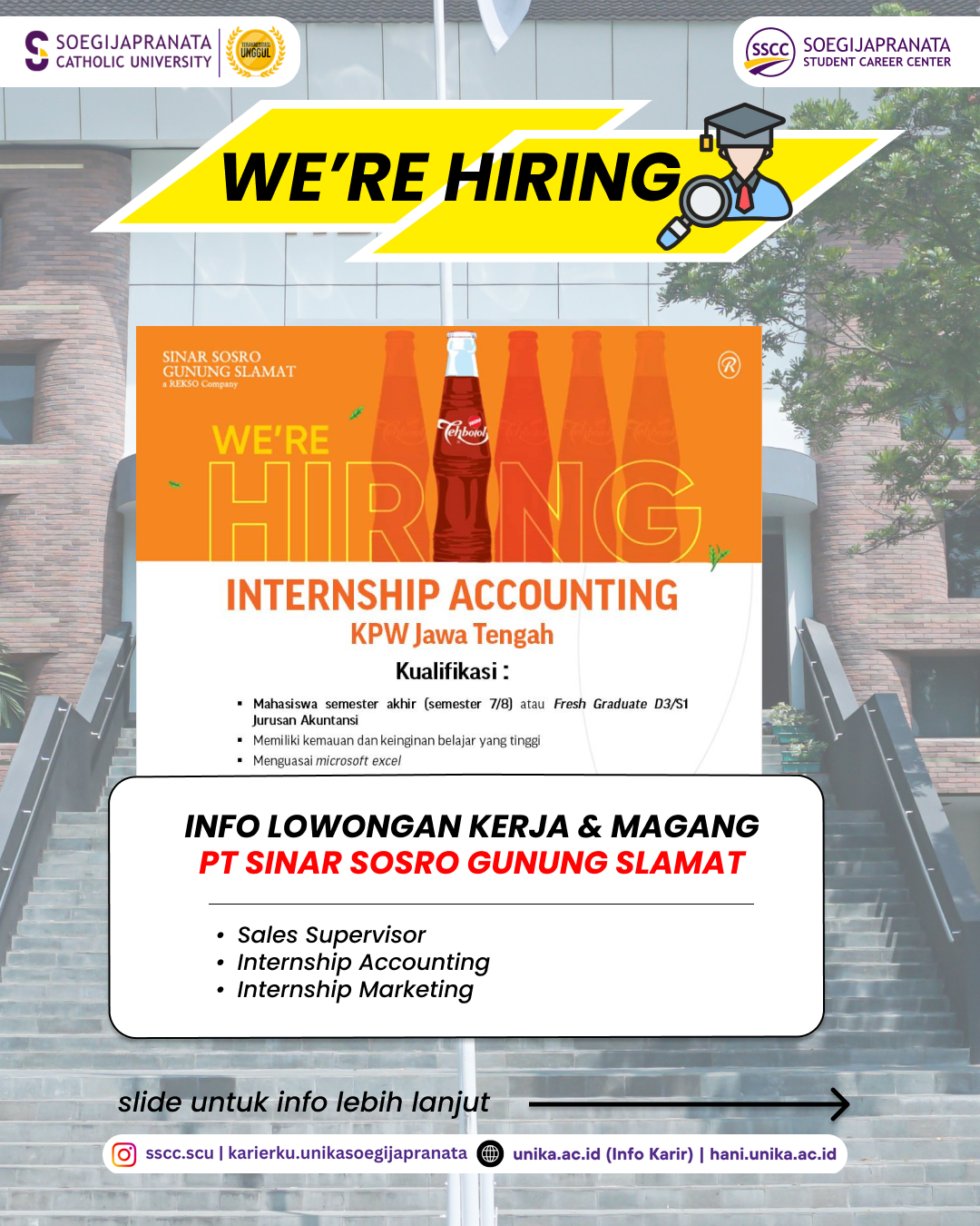 Loker dan Info Magang Maret 2025 – PT Sinar Sosro Gunung Slamat || Job Vacancy