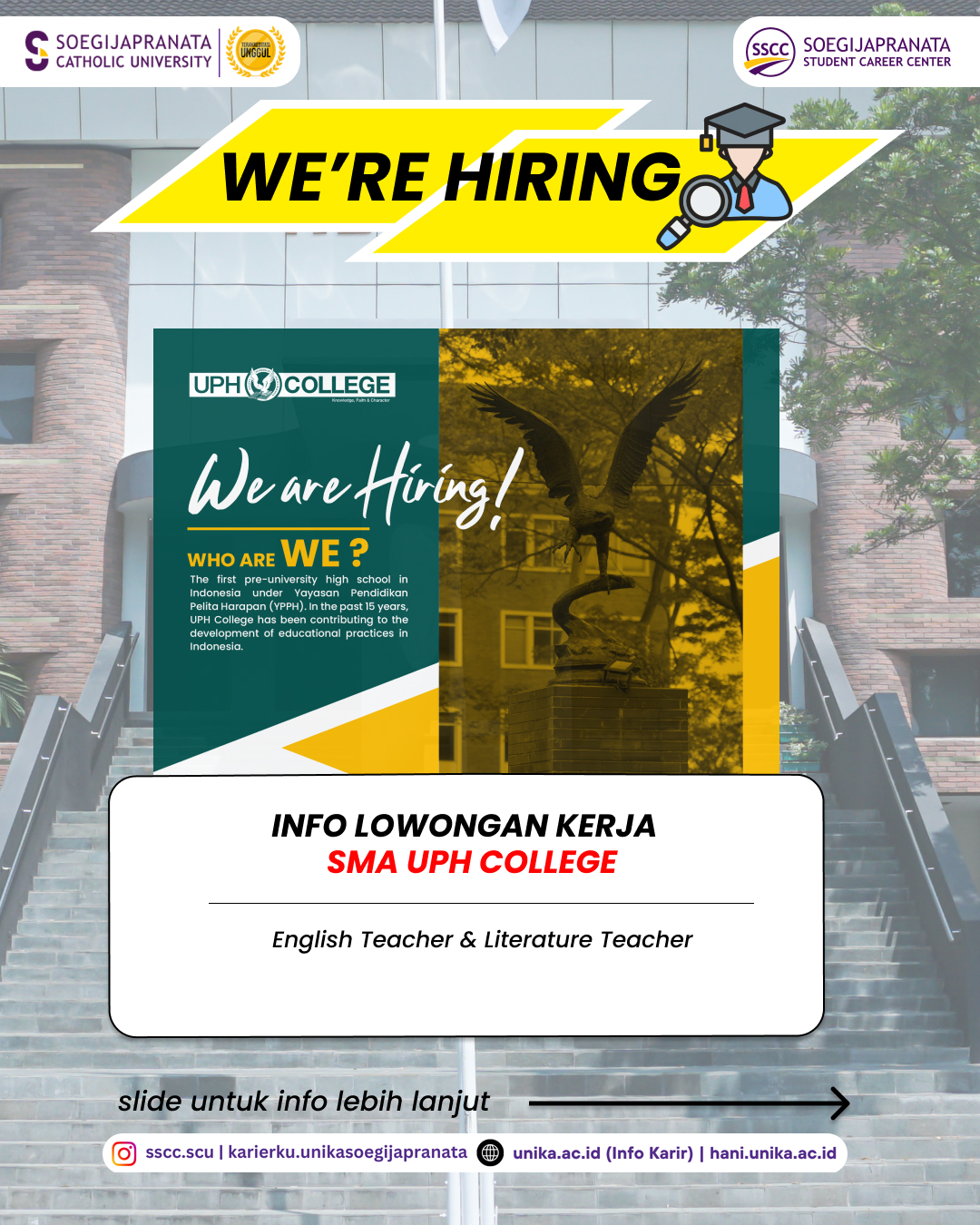 Loker Februari 2025 – UPH College || English Teacher and Literature Teacher