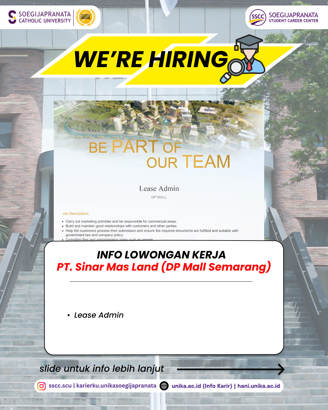 Loker Juni 2025 – PT Sinarmas Land – DP Mall || Lease Admin