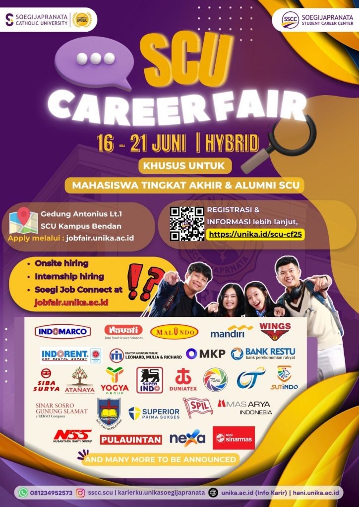 Jangan Lewatkan 160+ Lowongan Kerja dari 27 Perusahaan di SCU Career Fair 2025, Ini Cara Daftarnya!