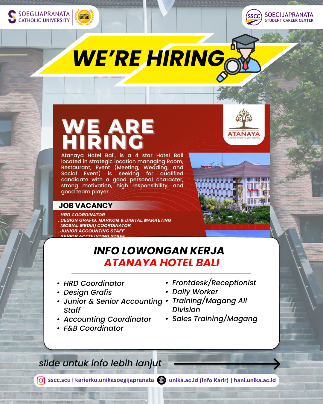 Loker Juli 2025 – ATANAYA HOTEL KUTA BALI || Job Vacancy